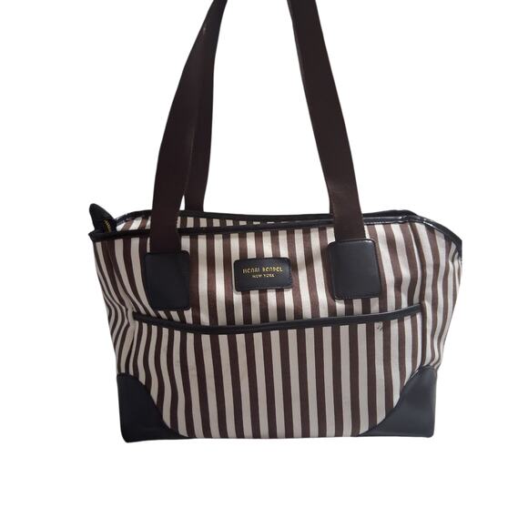 Henri Bendel NY Striped Canvas Pet Dog Cat Carrier Preppy Tote Shoulder Bag 14" - Picture 1 of 13